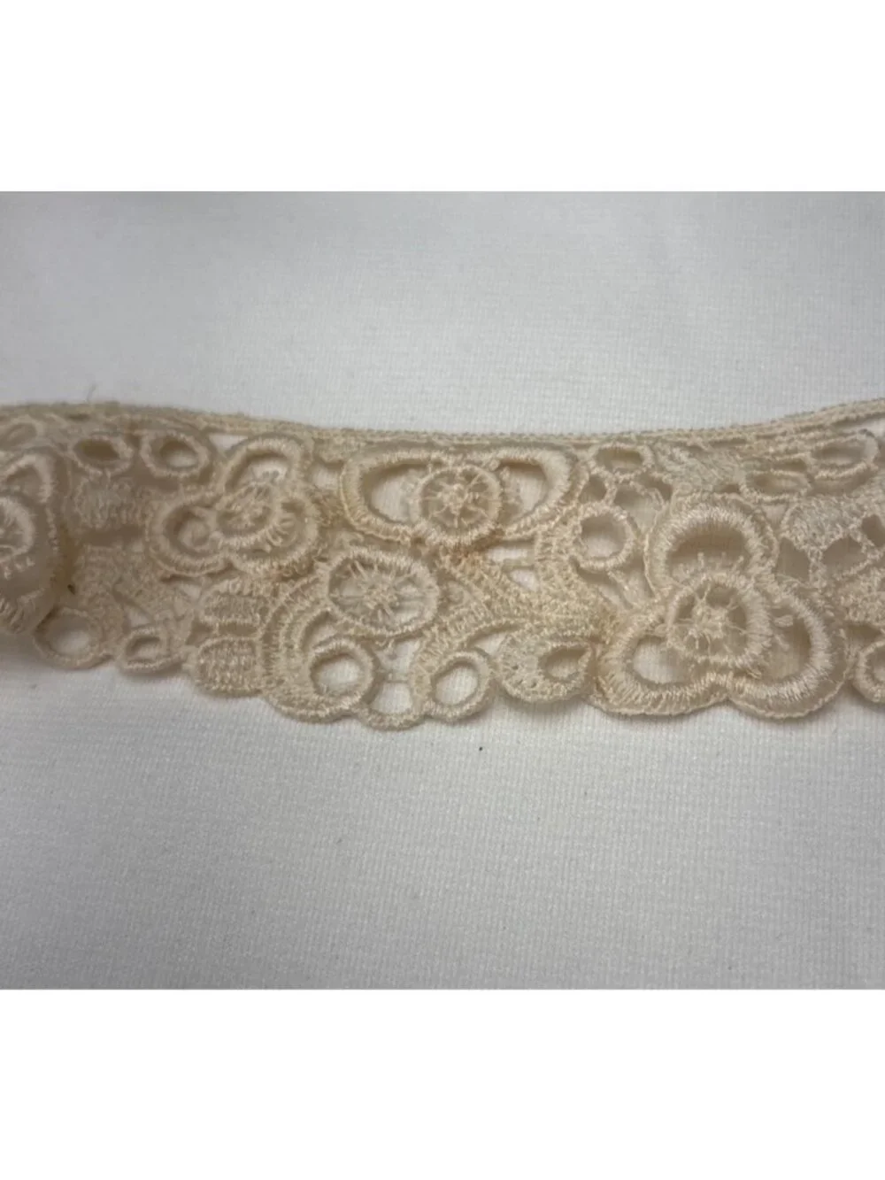 Floral Lace Trim Beige 1.5